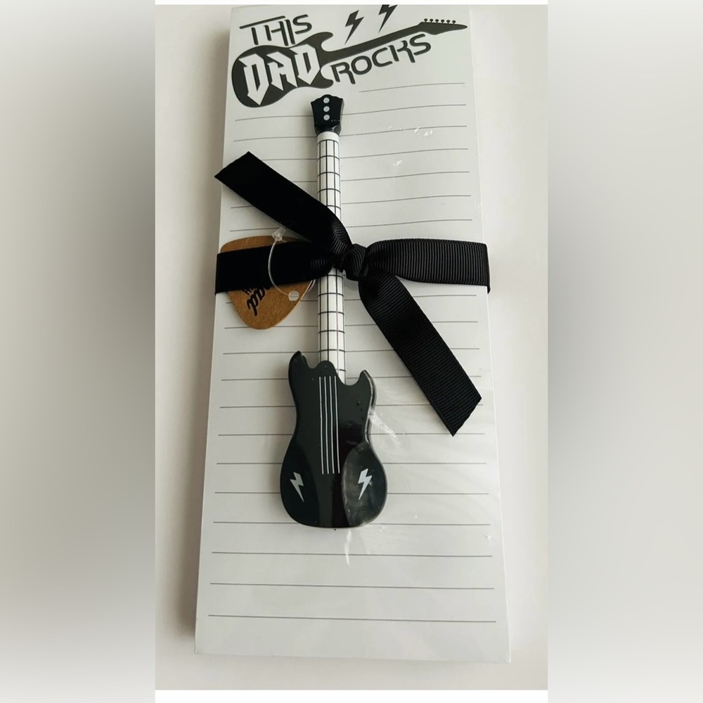New Long "This Dad Rocks" Notepad with Guitar Pen Magnet on Back Eccolo Vietnam